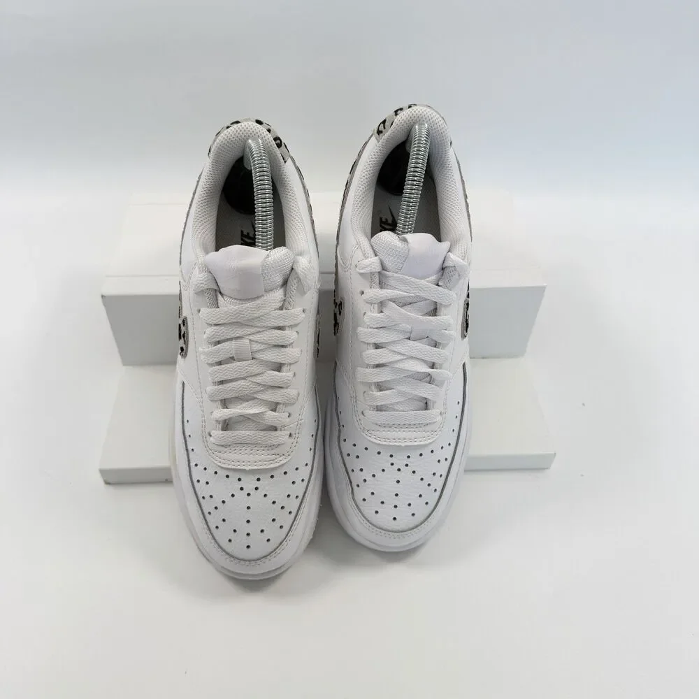 Nike Court Vision Low White Leopard Swoosh Womens DD9665-100 Size 7